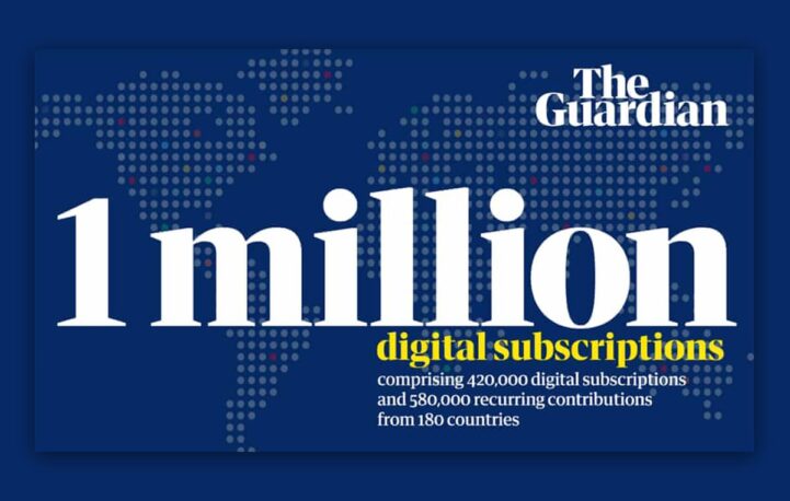 The Guardian hits one million digital subscriptions milestone