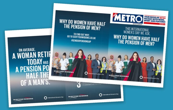 Scottish Widows gender pension gap campaign featured on Metro cover wrap