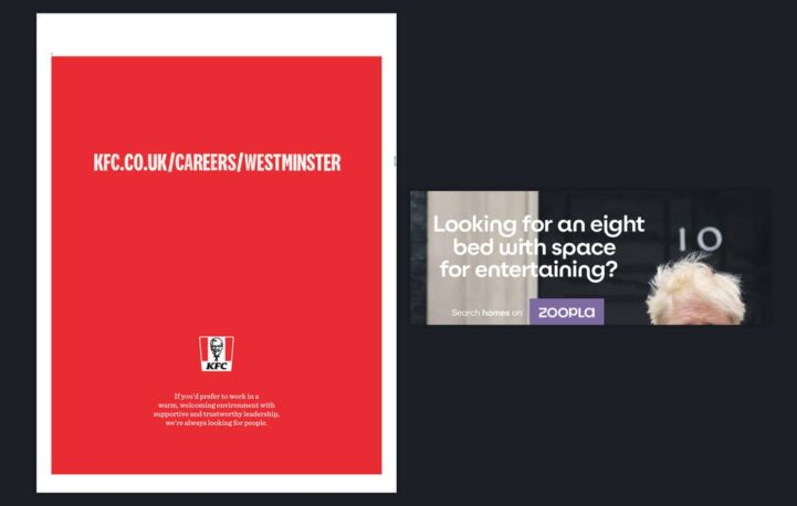 Zoopla and KFC respond to Downing Street drama with tactical ads