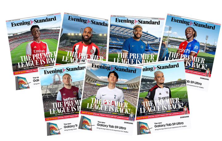 Evening Standard celebrates the Premier League kick off with seven different front pages