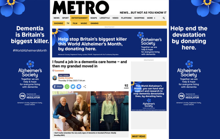 Metro partners with Alzheimer’s Society and Medialab to produce ‘The Real Faces of Dementia’ campaign