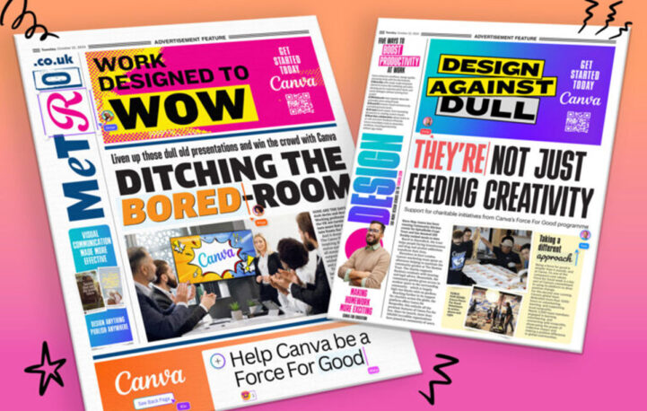 Canva showcases its bold creative with Metro’s faux front page