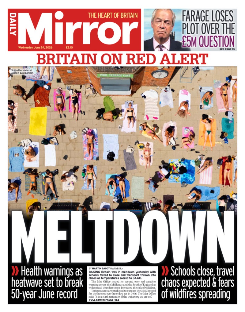 UK national newspapers front pages from today » Newsworks