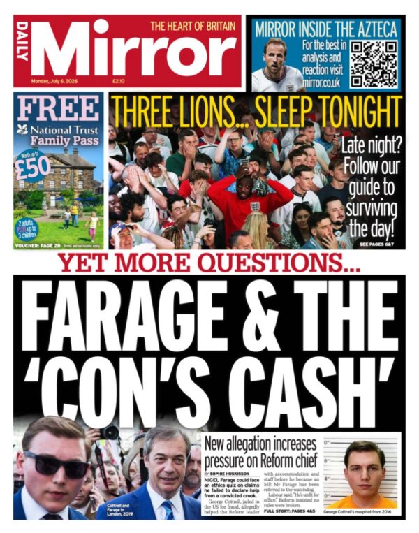 Daily Mirror front page