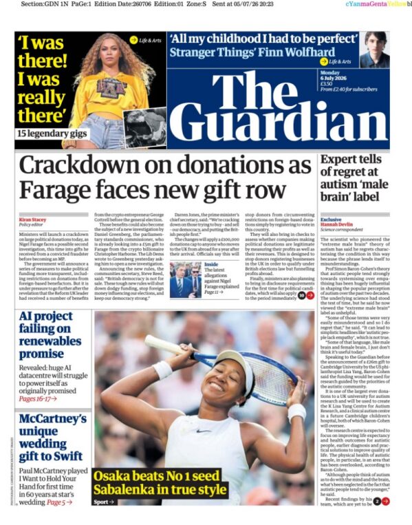 The Guardian front page