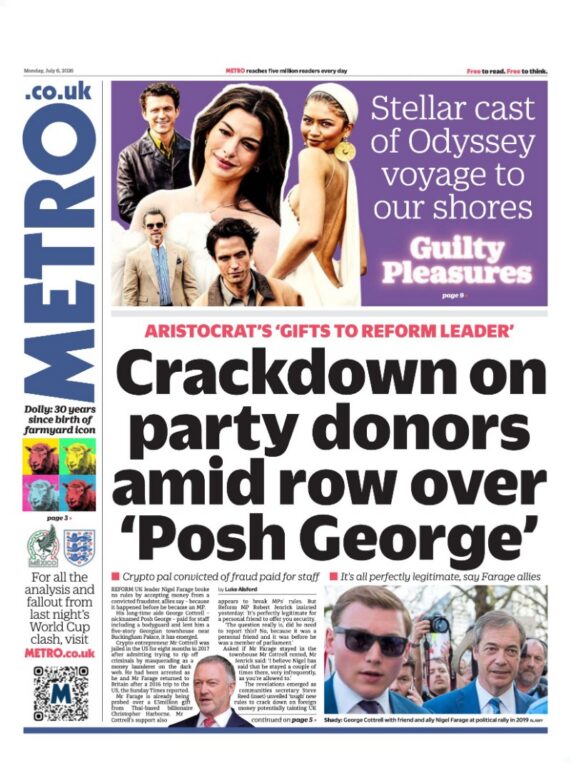 Metro front page