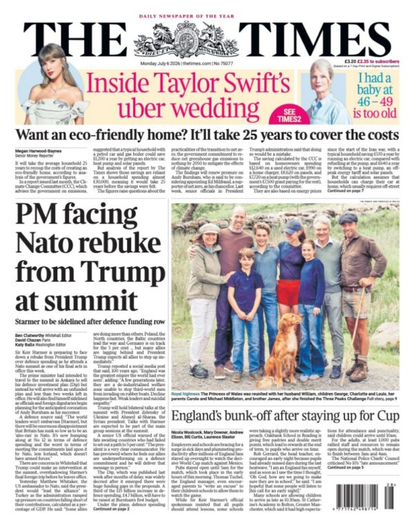 The Times front page